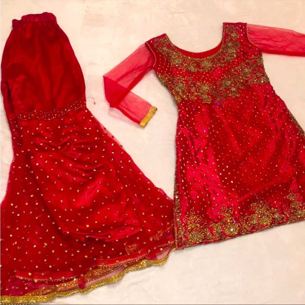Red Indian Pakistani Sharara